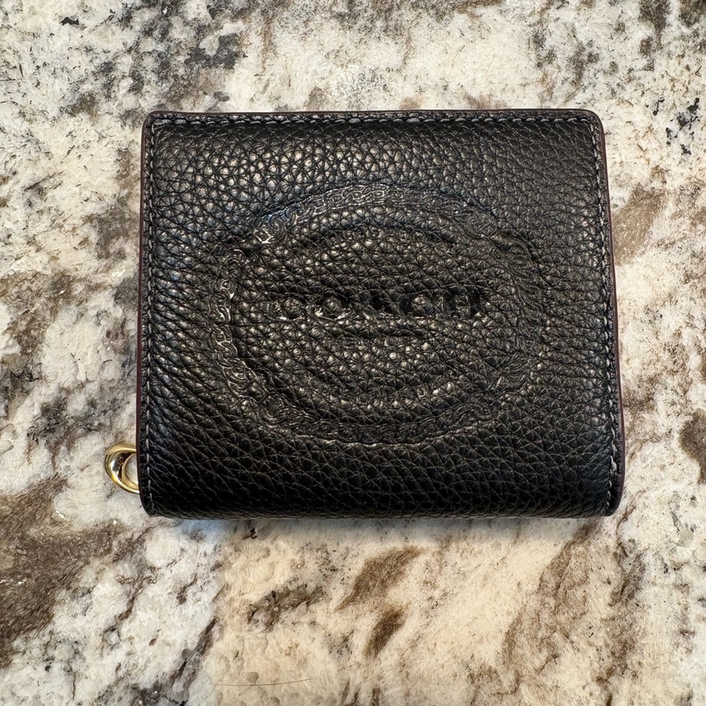 NWOT Coach Black Wallet with Textured Leather